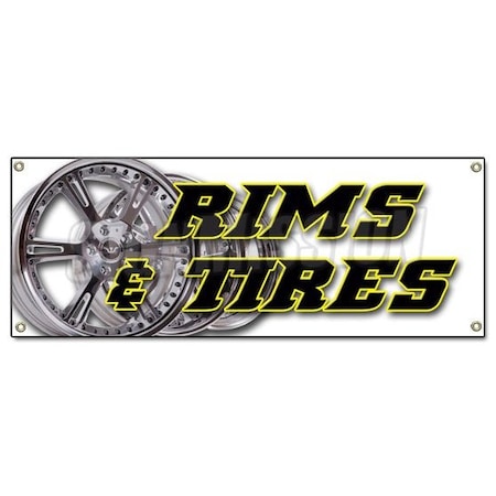 Signmission RIMS & TIRES BANNER SIGN wheels tires car rims truck suv automotive auto repair B-Rims & Tires